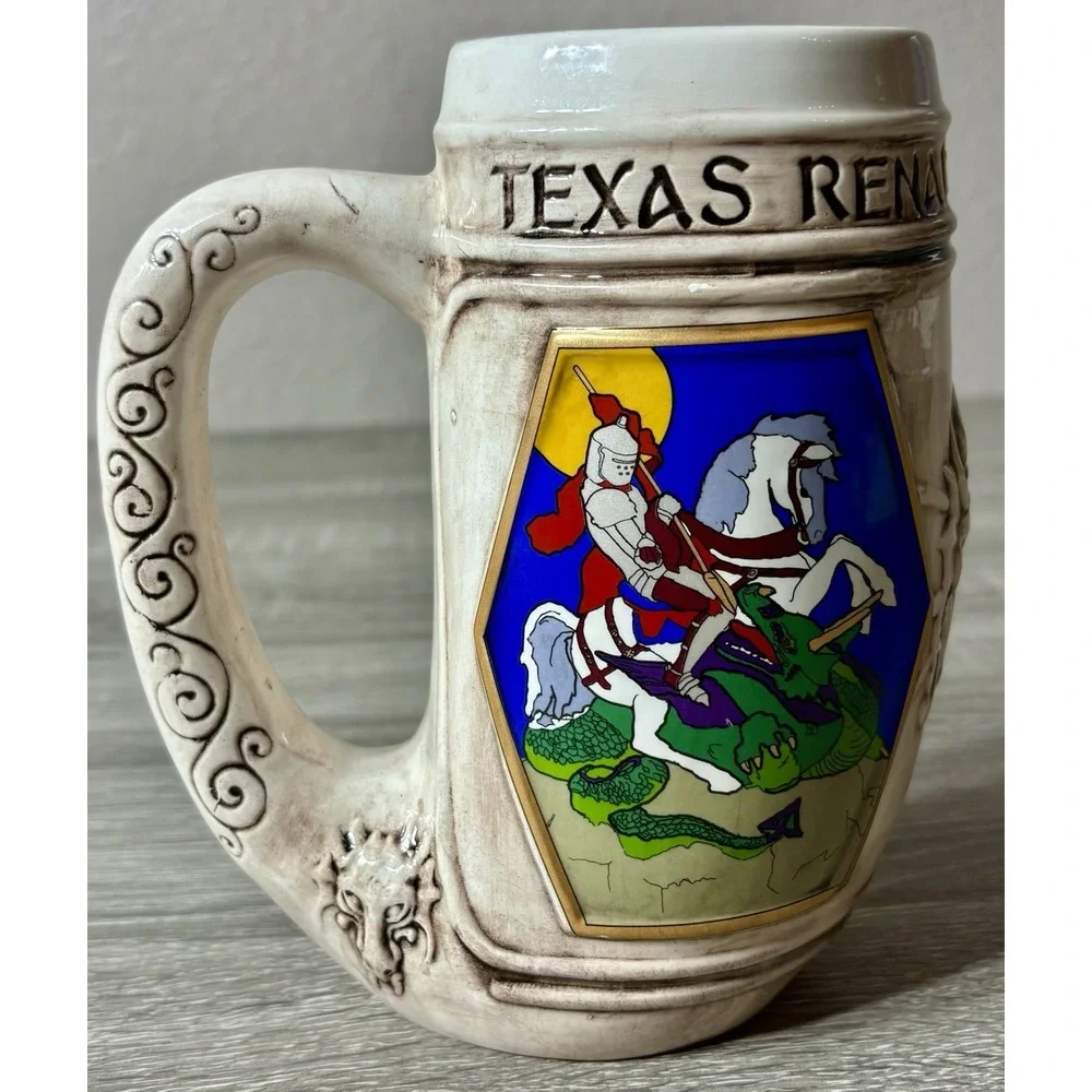 Vintage Texas Renaissance 1998 Festival Dragonslayer Stein Mug. Limited # 2163